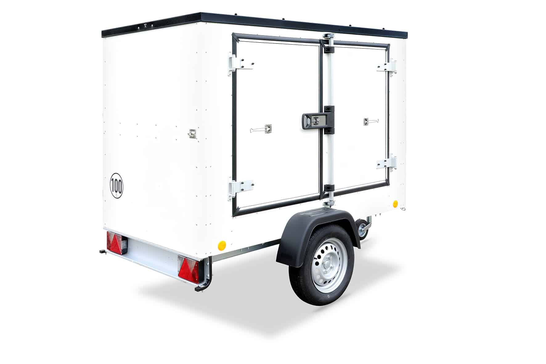 KT-EB2 white, 1 double door right, braked 750 kg – The trailer center